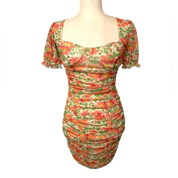 Nasty Gal Floral Sheer Mini Dres - Picture 2 of 2